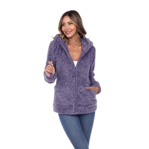 Hooded High Pile Fleece Jacket Purple X Large - White Mark