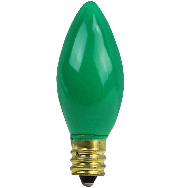Northlight Pack of 4 Opaque Ceramic Green C9 Christmas Replacement Bulbs, 1 of 3