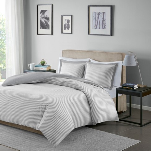 Grey Striped Duvet Cover