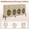 62 Inch Large Sideboard Buffet Cabinet with Storage and 3 Drawers, Coffee Bar Storage Cabinet with 4 Glass Doors for Dining Room,Living Room, Kitchen - 4 of 4