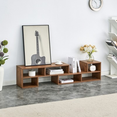 Cube TV Stand MDF Modular Open-Shelf Adjustable TV Stand with 6 Storage Compartments and Floor-Protecting Pads for Living Room