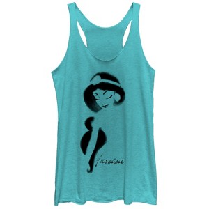 Women's Aladdin Jasmine Graffiti Print Racerback Tank Top - 1 of 3