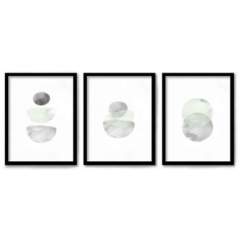 Americanflat Mid Century Neutral (Set Of 3) Triptych Wall Art Retro Geo In Stone By Tanya Shumkina - Set Of 3 Framed Prints