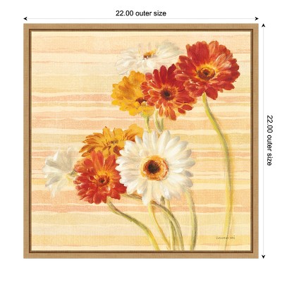 22" x 22" Vibrant Floral Botanical Canvas Print in Light Tones