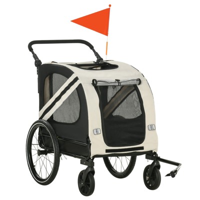 VisioGear Dog Bike Stroller, 2-in-1 Pet Cart Bicycle Carrier, Road-Visibility Bicycle Stroller, Black & White, 55"*28.75"*42.5"