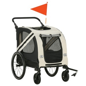 VisioGear Dog Bike Stroller, 2-in-1 Pet Cart Bicycle Carrier, Road-Visibility Bicycle Stroller, Black & White, 55"*28.75"*42.5" - 1 of 4