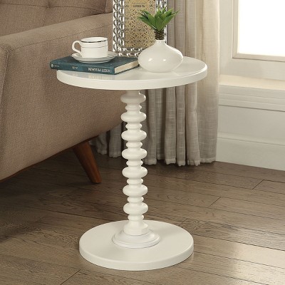 Syemin End Tables Round Finish Accent Table, Modern Accent Nightstand, Small Drink Table, Vintage Side Table Nightstand Table, White, 17"*17"*22"