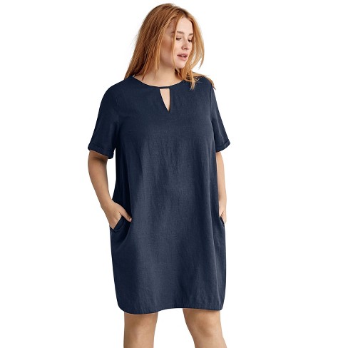 SheIn Women's Plus Size Long Sleeve Hidden Pocket Casual A Line Midi Swing  Dress, Black, Large Plus : : Clothing, Shoes & Accessories