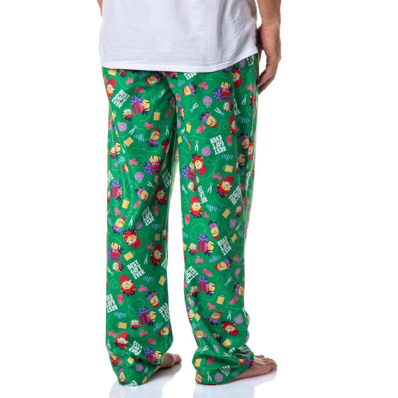 Despicable Me Mens' Minions Christmas Best Gift Ever Sleep Pajama Pants Green, 4 of 5