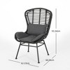 2pcs Patio Porch Upholstered Chairs, Rattan Wicker Chairs, Outdoor Cushion Furniture Seating, Upholstered Conversation Chairs - 4 of 4