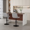 GDFStudio Veda Modern 3 Piece Marble-Look Kitchen Island Set with 360° Swivel Upholstered Bar Stools and LED Lights - 2 of 4