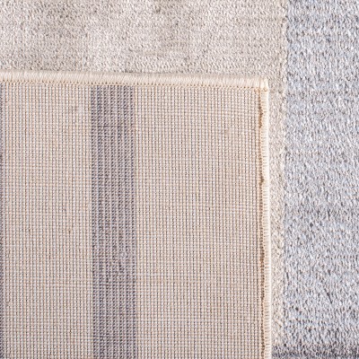 Ivory and Taupe Abstract Square Synthetic Rug 3' x 3'