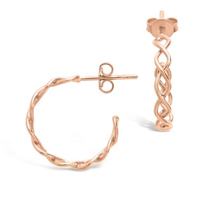 SHINE by Sterling Forever Sterling Silver Open Rope Hoops