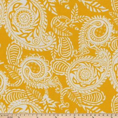 Bright Yellow Paisley Outdoor/Indoor Chair Cushions Set of 2
