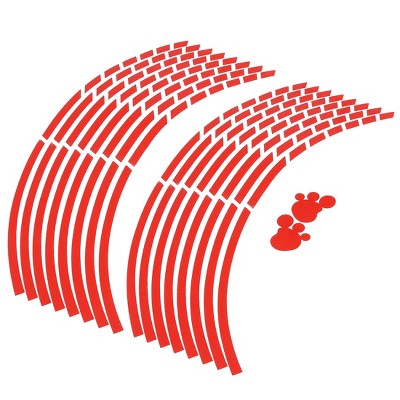 Unique Bargains Fit 18" Reflective Motorcycle Car Rim Wheel Decal Tape Stripe Sticker Red 16 Pcs