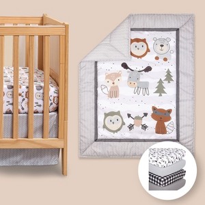 The Peanutshell Woodland Walk Crib Bedding Set, 4pc to 8pc, Grey Animal - 1 of 4