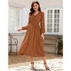 Womens Fall Dress Long Sleeve Ruffle V Neck Dress Elastic Waist Maternity Friendly Maxi Dress S-2XL - 2 of 4