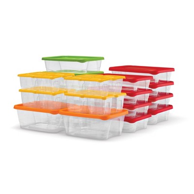 Plas Glas STP60 60 Piece Stackable BPA Free Plastic Food Storage Containers and Lids with 4 Sizes, Microwave Safe, Dishwasher Safe, and Freezer Safe