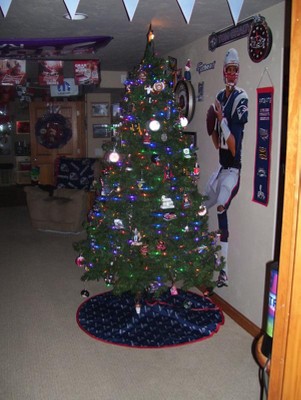 Navy Denver Broncos Micro Plush Christmas Tree Skirt