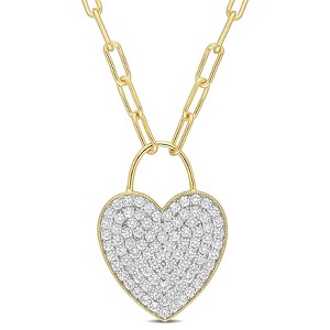 EVERLY JEWELRY | Yellow Plated Sterling Silver 4 1/2 CT TGW Created White Sapphire Fashion Pendant With Chain, 18-inch - 1 of 4