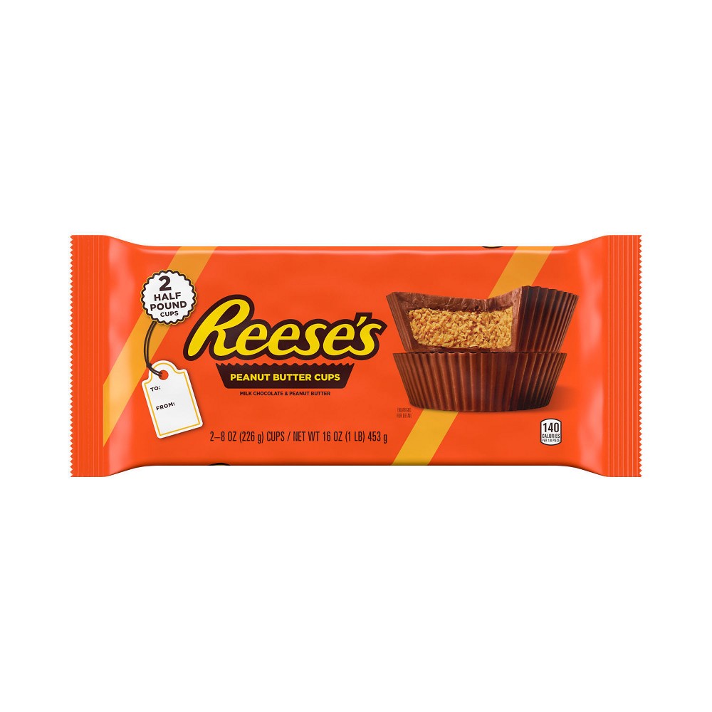 UPC 034000430093 product image for REESE'S Milk Chocolate Peanut Butter Half-Pound Holiday Candy Cups - 2ct/16oz | upcitemdb.com