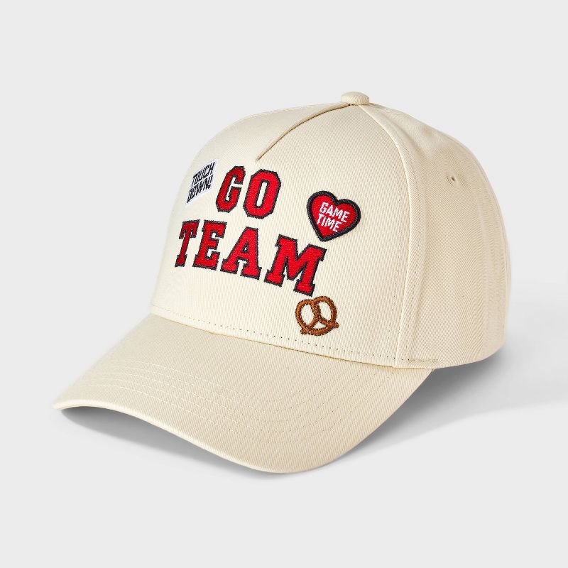 Go Team Embroidery Baseball Hat - Universal Thread™ Cream