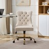 GlasFlength Task and Office Chairs Modern Velvet Swivel Chair with Gold Base and Tufted Back for Home Office, Beige, 24.8"*19.4"*38.6" - 2 of 4