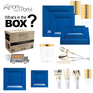 Smarty Had A Party Midnight Blue Square Plastic Tableware Set - 120 Sets - 1 of 4