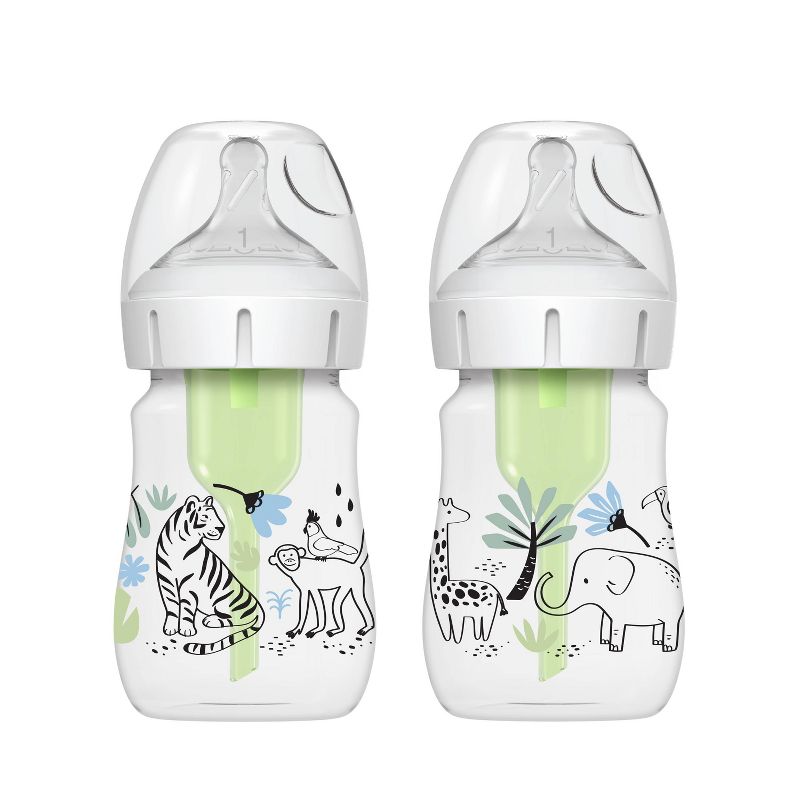 Dr. Brown&#39;s Anti-Colic Options+ Wide-Neck Baby Bottle - Jungle Designs - 5 fl oz/2pk, 1 of 13
