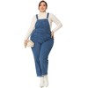 Unique Bargains Women's Plus Size Adjustable Denim Overalls Jeans