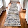 HomeRoots 10' Tan Ivory And Blue Abstract Distressed Runner Rug - 2 of 3