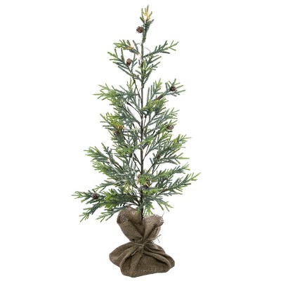 Transpac Artificial 33 in. Green Christmas Light Up Glitter Greenery Tree