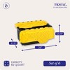 HOMZ Durabilt 15 Gallon Storage Tote Home Organization Heavy Duty Container Stackable Bins with Hinged Flip Lids, 6 Pack, Black and Yellow - 4 of 4