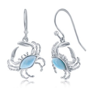 Caribbean Treasures Sterling Silver, Larimar Crab Earrings - Blue - 1 of 3