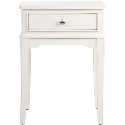 Opal 1 Drawer Accent Table - Distressed White - Safavieh