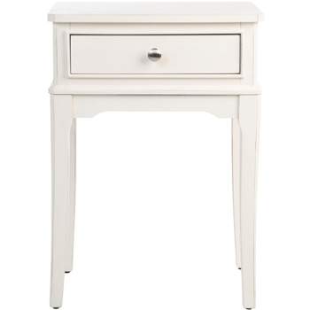 Opal 1 Drawer Accent Table - Distressed White - Safavieh.