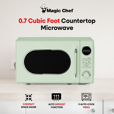 Mint Green Retro Small Countertop Microwave with Touch Controls