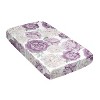 Sweet Jojo Designs Girl Satin Fitted Crib Sheet Peony Floral Garden Purple Ivory and Green - image 3 of 4