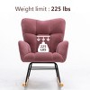 Rocking Chair Soft Velvet Fabric Rocking Chair For Nursery,Comfy Wingback Rocker Chair With Solid Wood Base Indoor Rocking Chair-Maison Boucle - 2 of 4