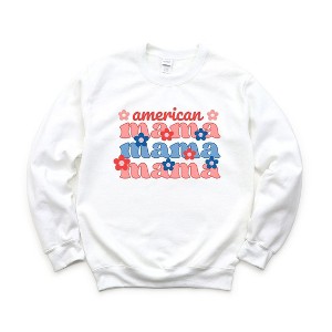 Simply Sage Market Women's Graphic Sweatshirt American Mama Smiley Face - 1 of 3