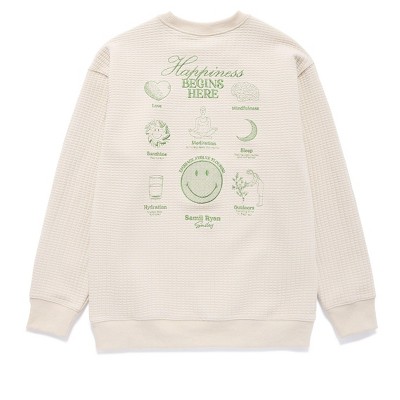Samii Ryan | Smiley® Flourish Waffle Crewneck, Tan, Large, 4
