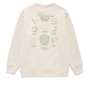 Samii Ryan | Smiley® Flourish Waffle Crewneck, Tan, Large, 4 - 1 of 4