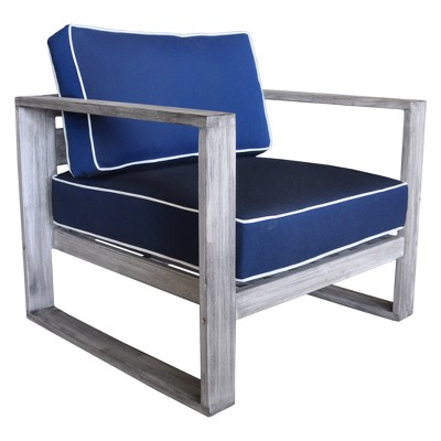 Teak Modern North Shore Outdoor Club Chair with Cushions - Driftwood Gray - Courtyard Casual