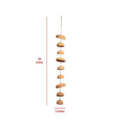 Natural Terracotta and Jute Hanging Moon Chimes, 40"