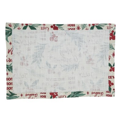 Festive Holly Christmas Cotton Placemats Set of 4
