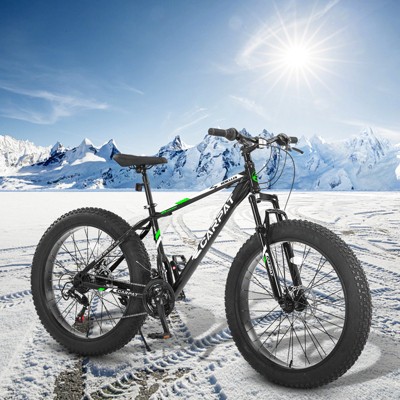 VisioGear Bicycles, 26 Inch Mountain Bike with Fat Tire, 21 Speed Mountain Bike for Adult and Youth, Black, 74"*25"*41"