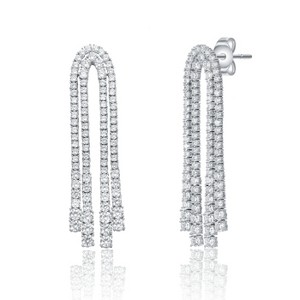 Guili Sophisticated White Gold Plated Cubic Zirconia Linear Waterfall Fringe Drop Earrings Ð Elegant, Dazzling Jewelry with a Chic, Glamorous Design - 1 of 3