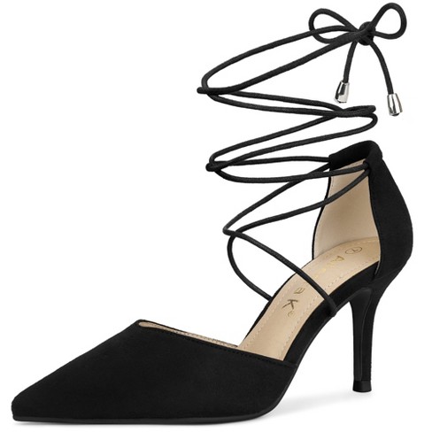 Black closed toe heels lace outlet up