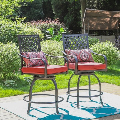 2pc Outdoor Extra Wide Swivel Bar Stools - Captiva Designs