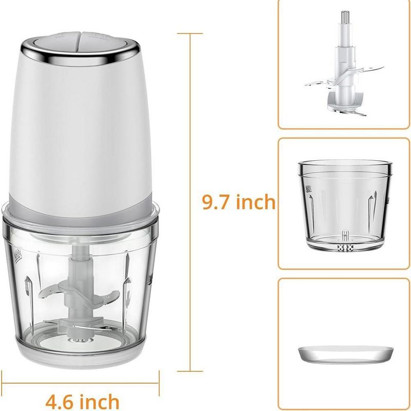 300W Mini Food Processor Electric Food Chopper 2 Speed with 2.5 Cup Glass Bowl, 2 of 9